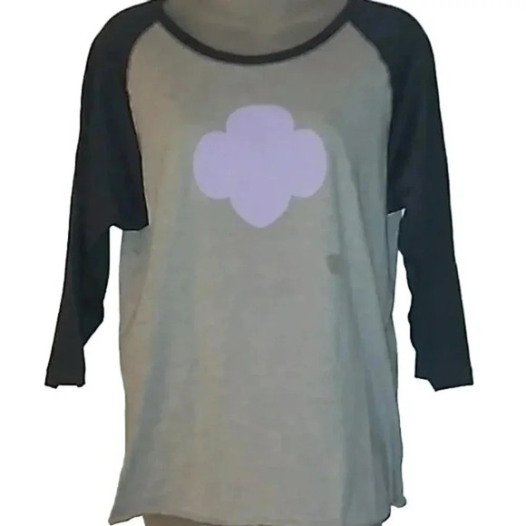Girl Scouts Colorblock Gray Trefoil Raglan - Picture 1 of 3